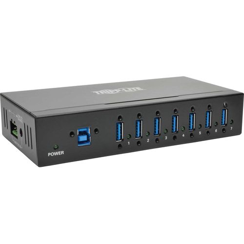 Tripp Lite U360-007-IND 7-Port USB 3.x (5 Gbps) Nabe in Industriequalität – 20 kV ESD-Immunität, Metallgehäuse, montierbar, USB 3.2 Gen 1 (3.1 Gen 1) Type-B, USB 3.2 Gen 1 (3.1 Gen 1) Type-A, 5000 Mbit/s, Schwarz, Metall, Malaysia