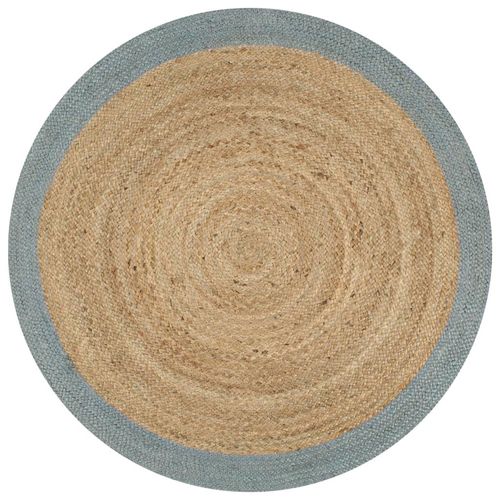Teppich Handgefertigt Jute Mit Em Rand | Farbe: Olivgrün | Größe: 120 cm