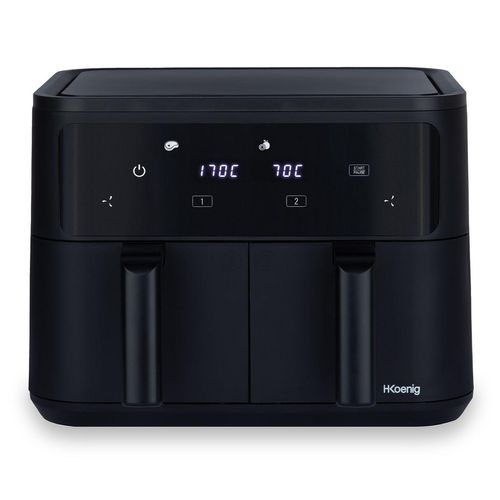 Heißluftfritteuse 9L (2x4,5L) FRY900, 8 Kochprogramme, Schwarz