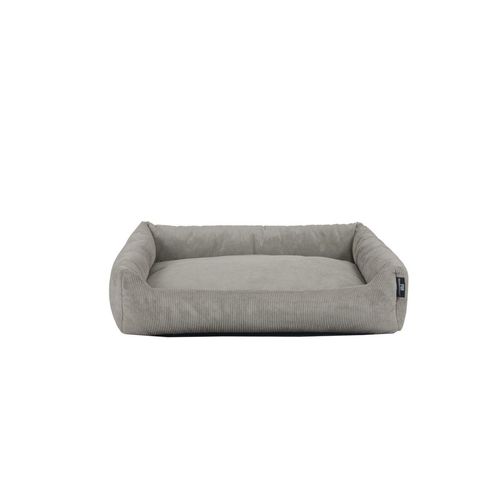 Tierbett Cordstoff fein grau