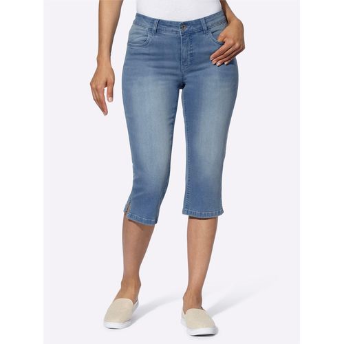 Caprijeans CASUAL LOOKS, Damen, Gr. 40, Normalgrößen, blau (blau, bleached), 98% Baumwolle, 2% Elasthan, unifarben, knielang, Jeans