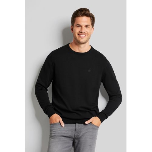 Rundhalspullover BUGATTI, Herren, Gr. 3XL, schwarz, Sweatware, 100% Baumwolle, casual, regular fit, Rundhals, Langarm Rippbündchen, Pullover, aus reiner Baumwolle