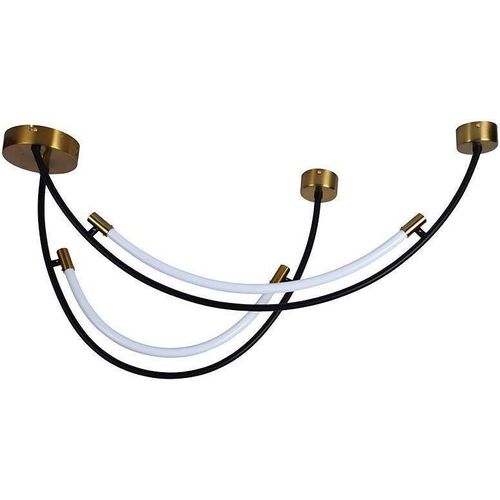 LED Pendelleuchte, Aluminium, Schwarz-Messing, L 100 cm