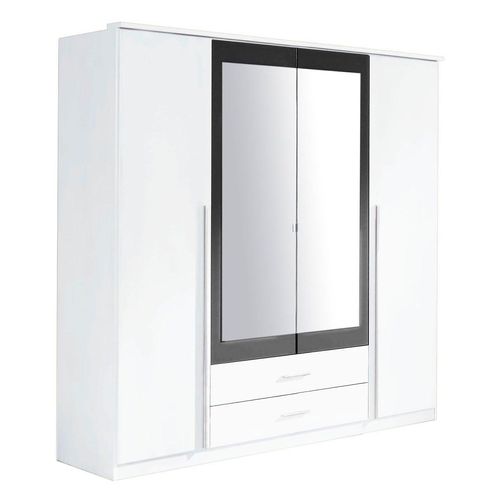 Kleiderschrank RAUCH, schwarz-weiß (weiß, graumetallic), B:181cm H:199cm T:56cm, Schränke