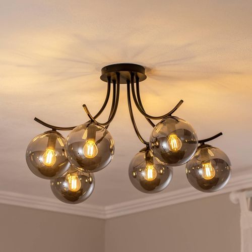 Deckenlampe Boston, schwarz/grafit, 6-flammig
