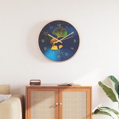 Wanduhr Golden Und Ø29,5 Cm Polystyren Und Glas | Farbe: Blau