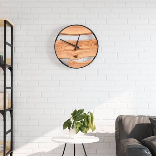 Wanduhr Ø35 Cm Eisen Und Eichenholz | Farbe: Dunkelbraun