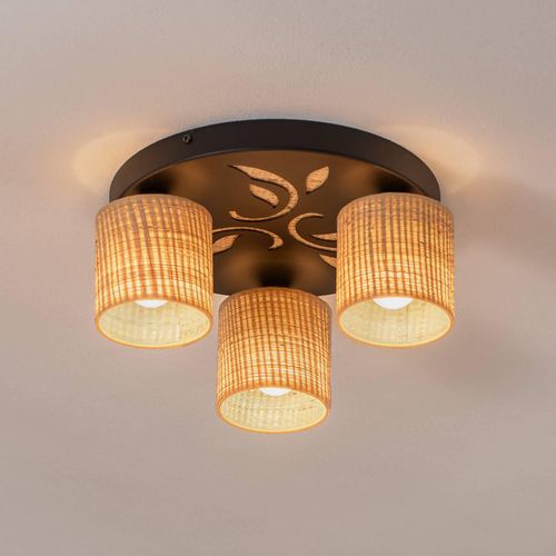 Deckenlampe Adeline Rattanschirme 3-fl. rund