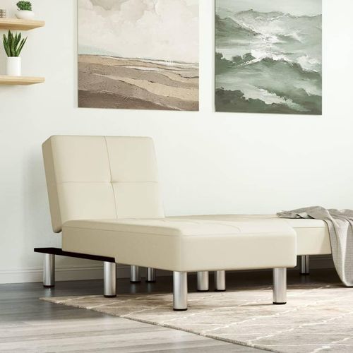 The Living Store Chaiselongue Creme Kunstleder