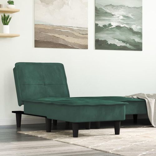The Living Store Chaiselongue Dunkelgrün Samt