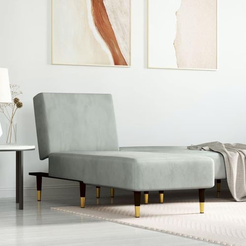 The Living Store Chaiselongue Hellgrau Samt