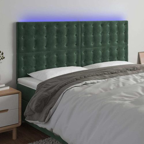 LED Kopfteil Dunkelgrün 180x5x118/128 cm Samt