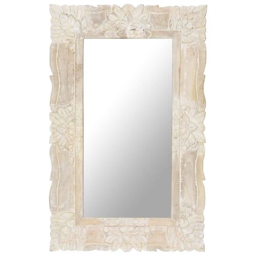 Spiegel Mango Massivholz | Farbe: Weiß | Größe: 80 x 50 cm
