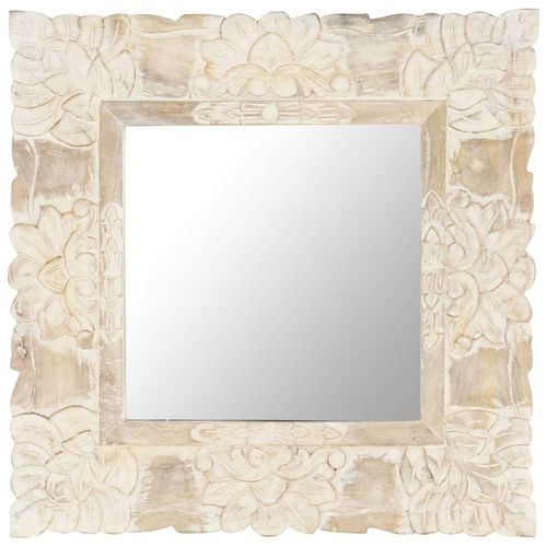 Spiegel Mango Massivholz | Farbe: Weiß | Größe: 50 x 50 cm