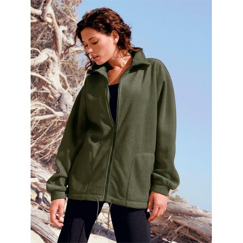 Fleecejacke CASUAL LOOKS, Damen, Gr. 24, grün, 100% Polyester, unifarben, lässig geschnitten, Langarm, Jacken