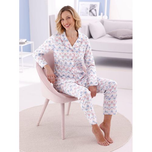 Schlafanzug WÄSCHEPUR, Damen, Gr. 40/42, rosa (ecru, hortensie, bedruckt), 100% Baumwolle, Homewear-Sets