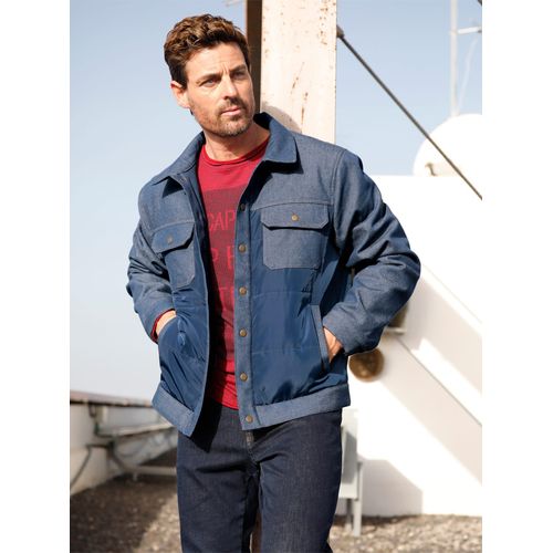 Jeansjacke MARCO DONATI, Herren, Gr. 62, blau (dunkelblau), 100% Polyester, Wattierung:100% Polyester, Ärmel und Passe:97% Baumwolle, 3% Elasthan, unifarben, Langarm, Jacken