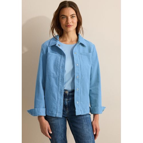 Cordjacke CECIL, Damen, Gr. XXL (46), blau (fresh light blau), Web, Obermaterial: 99% Baumwolle, 1% Elasthan; Futter: 100% Polyester, unifarben, casual, normal normal, V-Ausschnitt, Langarm Bündchen, Jacken, aus Baumwolle mit Stretchanteil