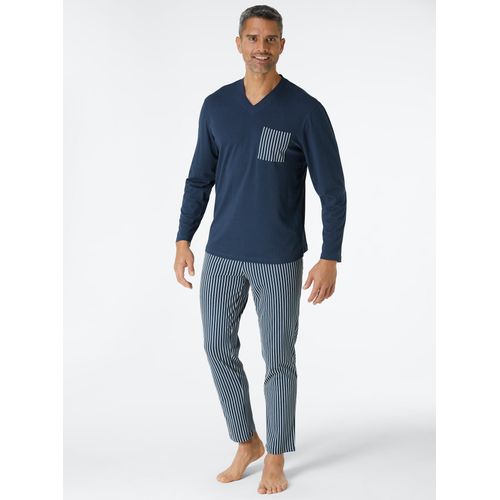 Schlafanzug KINGS CLUB, Herren, Gr. 44/46, bunt (bordeaux, dunkelblau), 100% Baumwolle, Langarm, Homewear-Sets