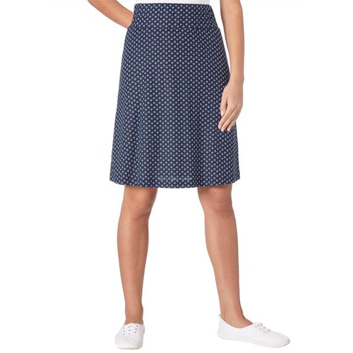 Jerseyrock CLASSIC BASICS, Damen, Gr. 42, blau (marine, weiß, gemustert), 50% Baumwolle, 50% Modal, gemustert, mehrfarbig, knielang, Röcke