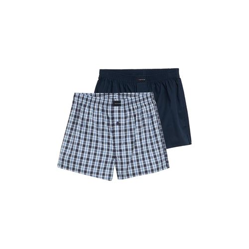 TOM TAILOR Herren Mittellange Boxershorts mit Karomuster im 2er-Pack, blau, Kariert, Gr. XL/7