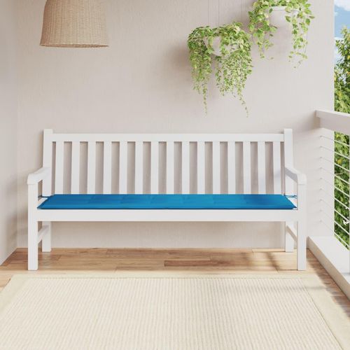 Gartenbank-Auflage Blattmuster Oxford-Gewebe | Farbe: Blau | Größe: 180 x 50 x 3 cm
