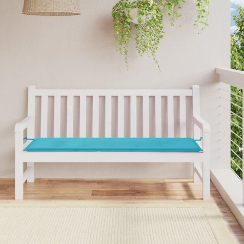 Gartenbank-Auflage Blattmuster Oxford-Gewebe | Farbe: Türkis | Größe: 150 x 50 x 3 cm