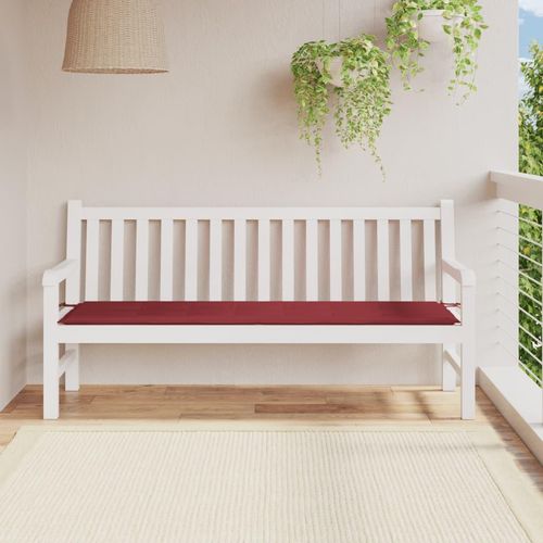 Gartenbank-Auflage Blattmuster Oxford-Gewebe | Farbe: Weinrot | Größe: 180 x 50 x 3 cm