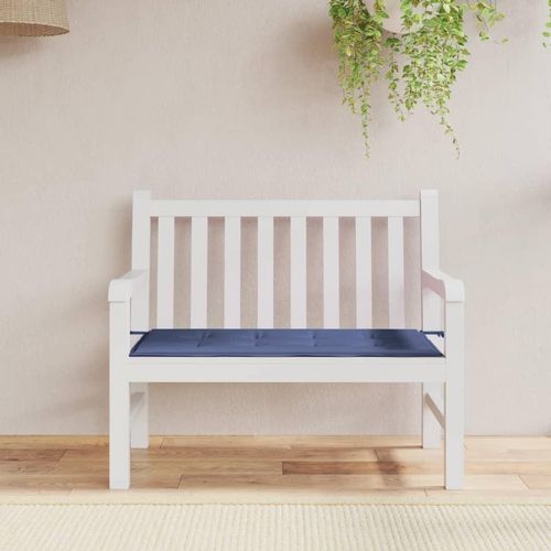 Gartenbank-Auflage Blattmuster Oxford-Gewebe | Farbe: Marineblau | Größe: 100 x 50 x 3 cm