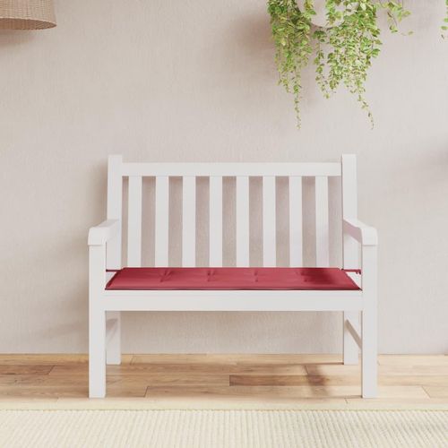 Gartenbank-Auflage Blattmuster Oxford-Gewebe | Farbe: Weinrot | Größe: 100 x 50 x 3 cm