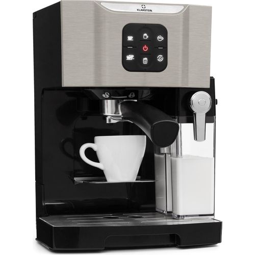 Klarstein 1,4 L Siebträgermaschine für 2 Tasse Kaffee, Mini Espressomaschine mit Milchschäumer, 20 Bar Siebträger Kaffeemaschine Klein, Gute Espresso Kaffeemaschine, Edelstahl-Espressomaschinen 1450 W