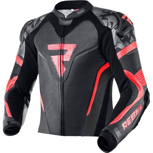 Rebelhorn Rebel Motorrad Lederjacke Farbe: Schwarz/Rot, Grösse: 52