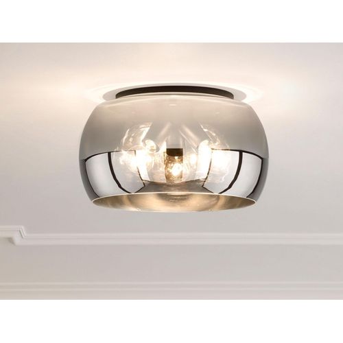 LED Deckenleuchte 3flammig rund Lampenschirm Rauchglas Industrial Style Ø 40cm