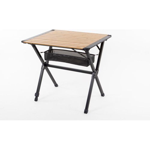 Campingtisch Bambus-Rolltisch 80x60cm Aluminium Gartentisch Klapptisch mit Netz