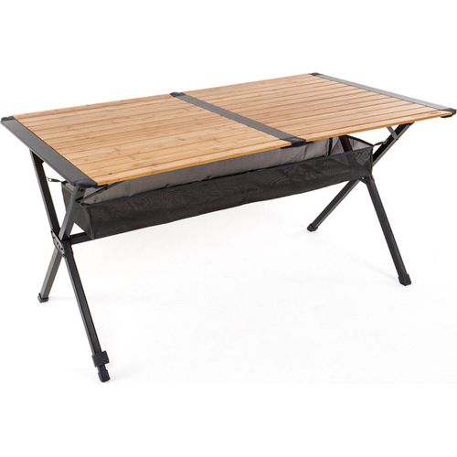 Campingtisch Bambus-Rolltisch 140x80cm Aluminium Gartentisch Klapptisch mit Netz