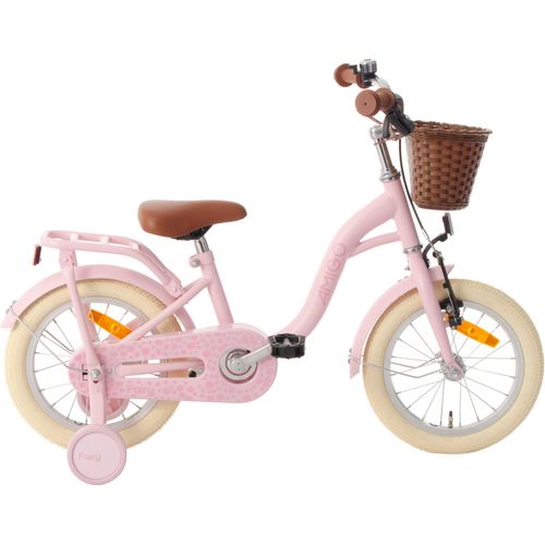 AMIGO Kinderfahrräder Mädchen Fairy 14 Zoll 22 cm Mädchen Rücktrittbremse Rosa