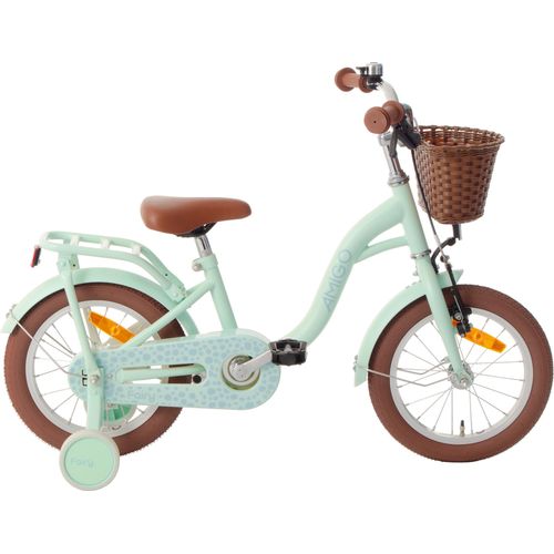 AMIGO Kinderfahrräder Mädchen Fairy 14 Zoll 22 cm Mädchen Rücktrittbremse Mintgrün