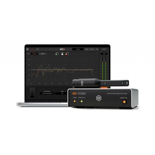 IK Multimedia ARC Studio. Eigenständiges, fortschrittliches Raumkorrektursystem. Beinhaltet Hardware-Prozessoreinheit, ARC 4 Software und Messmikrofon
