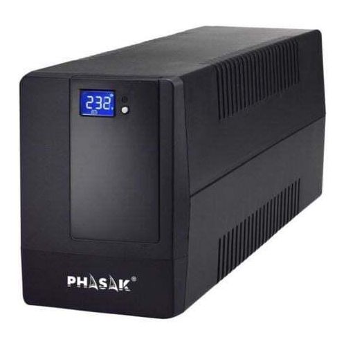 USV Phasak Essential Interactive 600 VA - Modell PH 9464, Überspannungsschutz, automatischer Spannungsregler , Überspannungsschutz, Kaltstart, automatische Wiederaufladung