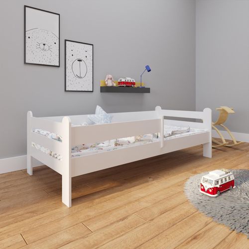 Kinderbett 80x160 mit Rausfallschutz, & Lattenrost in weiß Mädchen Jungen Bett Jugendbett