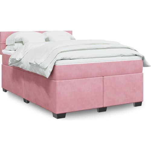 Boxspringbett mit Matratze Dunkelrosa 140x200 cm Samt