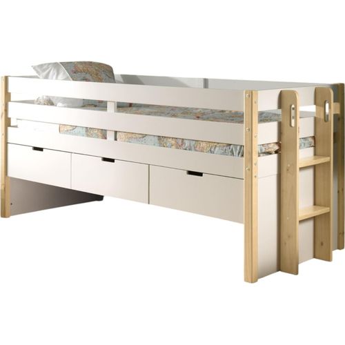 Kojenbett Karissa 219x98x100 Massivholz+MDF Weiß/natur