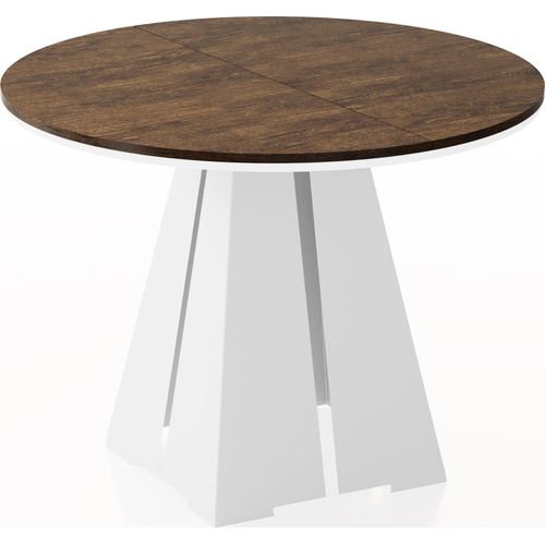 Runder ausziehbarer Esstisch mit weißem Metallgestell - moderner industrieller Tisch für Esszimmer oder Küche - 120 cm bis 200 cm - EU - Lefkas Eiche