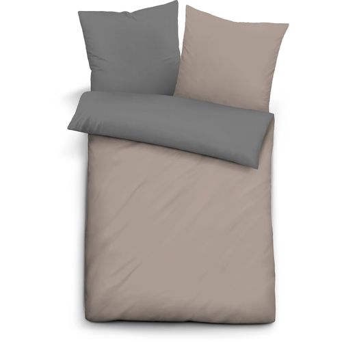 Bettwäsche BIBERNA Gr. 2, grau (taupe, grau), B/L: 155cm x 220cm, Linon, B/L: 80cm x 80cm, Linon, 100% Baumwolle, Bettwäsche