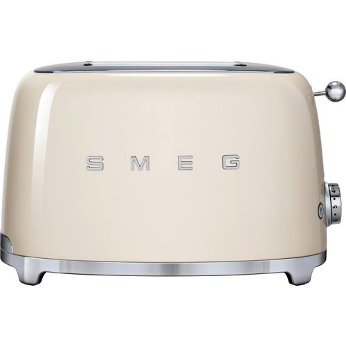 Smeg Toaster 50´s Style , Creme, Chrom , Metall , 31x19.8x19.5 cm , Krümelschublade, Auftaufunktion, Aufwärmfunktion, Schnellstoppfunktion,