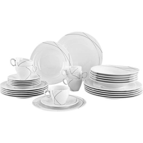 Seltmann Weiden Kombiservice Trio Highline , Weiß , Keramik , 30-teilig , Streifen , Essen & Trinken, Geschirr, Geschirr-Sets, Kombiservice
