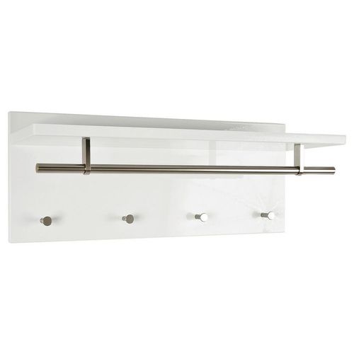 Carryhome Wandgarderobe , Weiß, Edelstahl , Metall, Holzwerkstoff , 75x30x26 cm , Hutablage , Garderobe, Garderobenleisten & Garderobenhaken