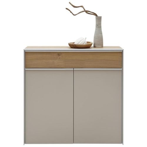 Dieter Knoll Schuhschrank , Eiche, Alu, Cappuccino , Holzwerkstoff , Eiche , 2 Fächer , 1 Schubladen , 102x98x34 cm , erweiterbar, Beimöbel erhältlich