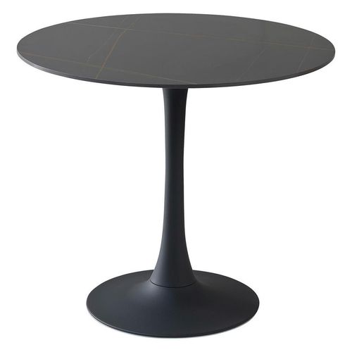 Boxxx Esstisch , Schwarz , Metall, Keramik , rund , Säule , 90x75x90 cm , Esszimmer, Tische, Esstische, Esstische rund
