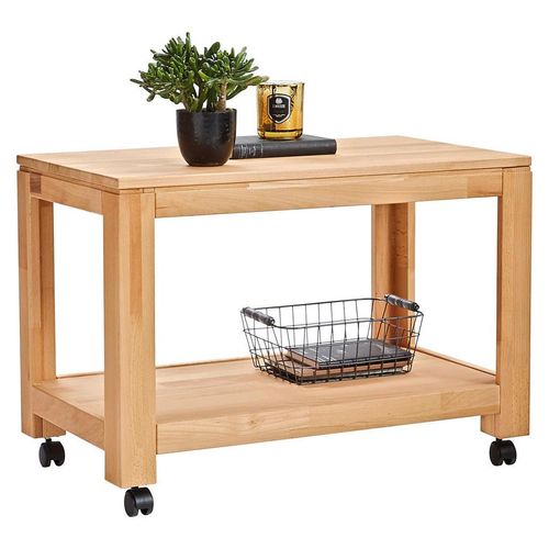 Linea Natura Beistelltisch , Buche , Holz , Kernbuche , massiv , rechteckig , eckig , 45.5x55.5x80 cm , Wohnzimmer, Wohnzimmertische, Beistelltische